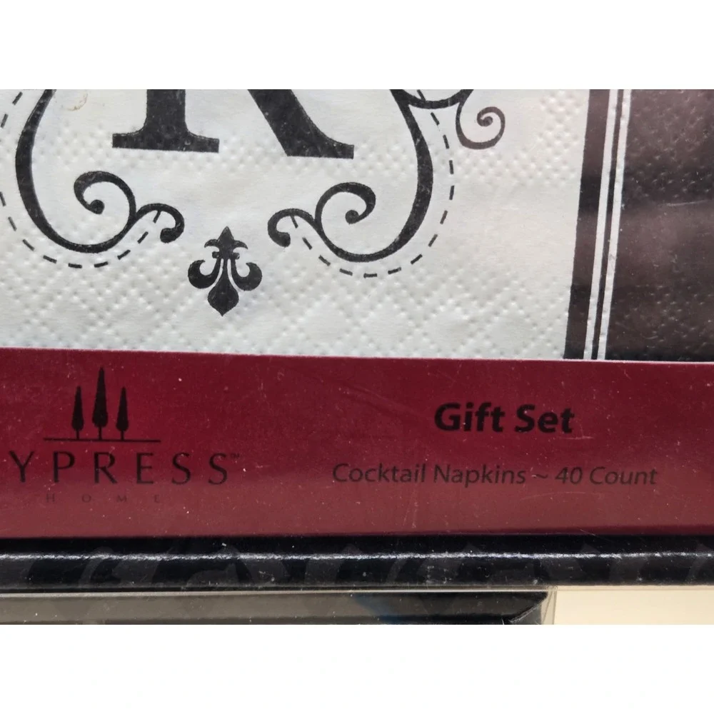 Cypress Home Gift Set Etched Glass Wine Stopper Letter‎ R Monogram/w 120 Napkins